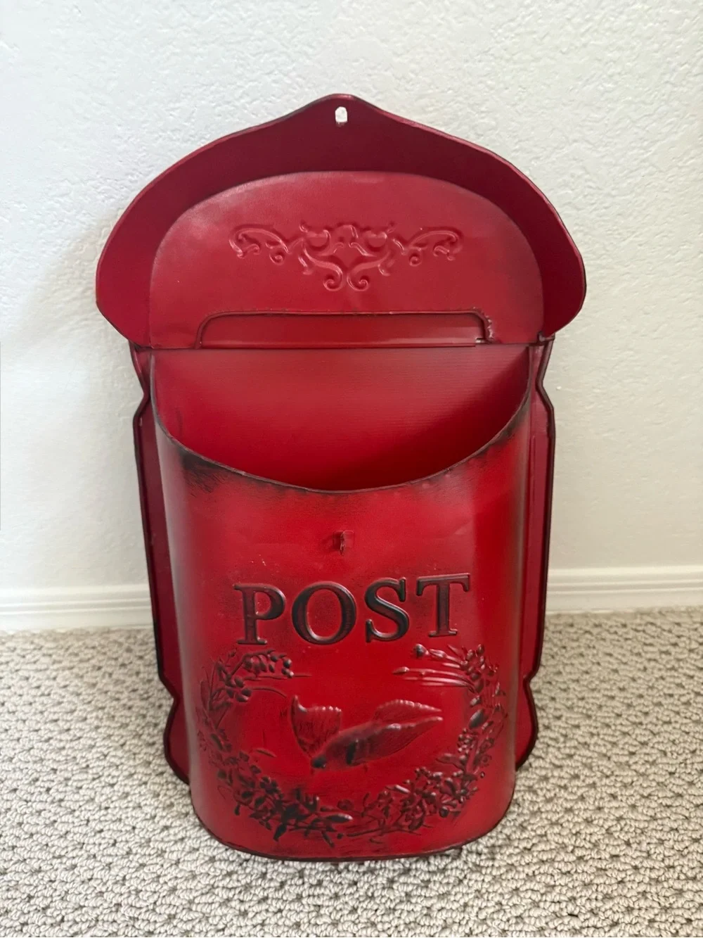 Red Vintage-Style Wall Mailbox - 